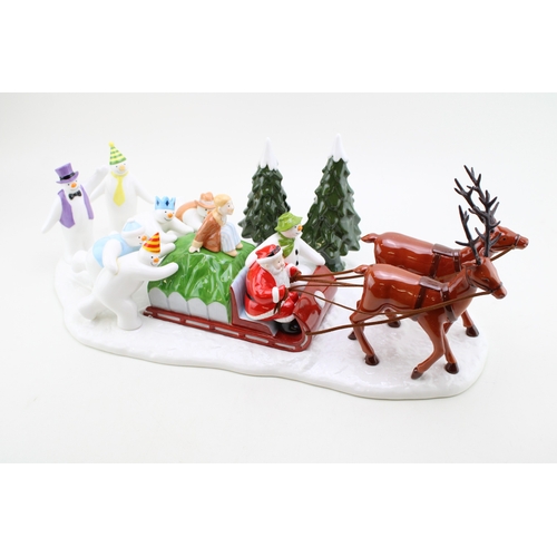 Boxed Coalport Snowman tableau 'A Sleigh Ride Home', limited edition of 500, with certificate.