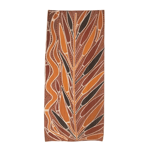 25 - An original Australian Aboriginal painting using natural ochre paint on eucalyptus bark signed 'Boyu... 