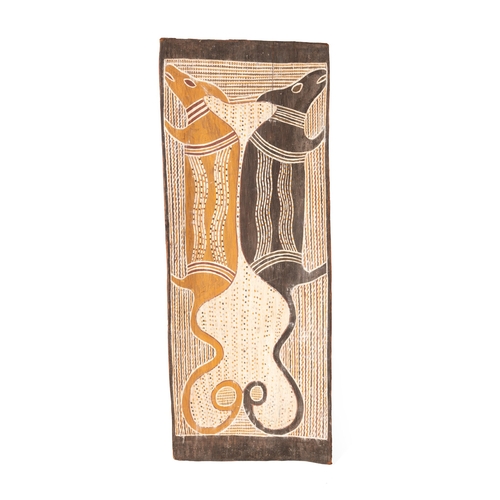 31 - An original Australian Aboriginal Painting with natural ochres on eucalyptus bark possibly Arnhem La... 