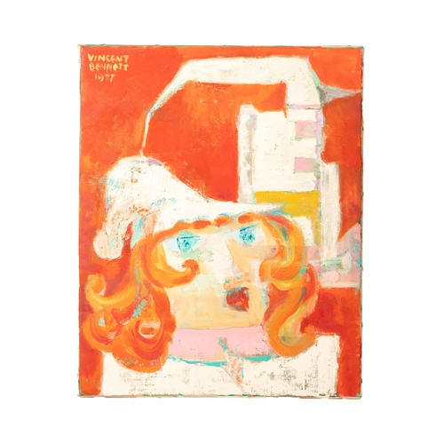 33 - Vincent Bennett (1910 - 1993) oil on canvas 'Untitled', depicting lady with red hair, signed upper l... 
