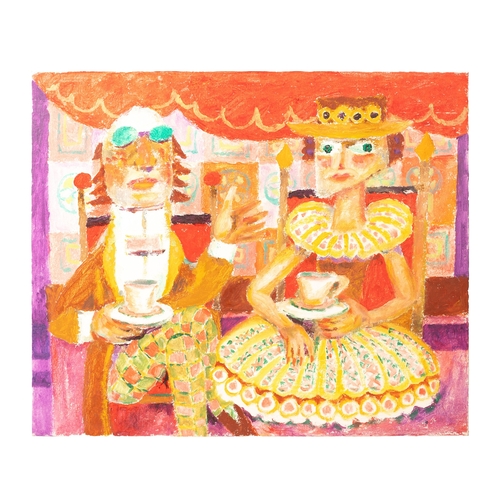 40 - Vincent Bennett (1910 - 1993) acrylic on canvas, 'Two for Tea', signed verso on behalf of artist, 61... 