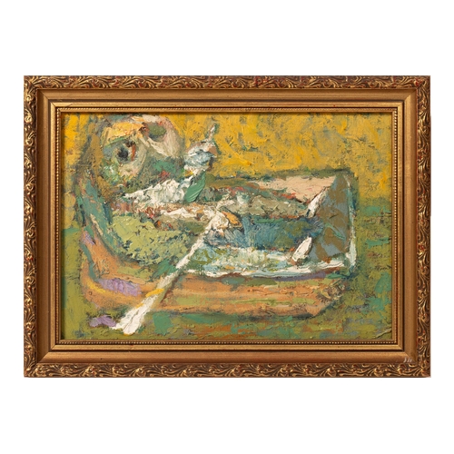 42 - Vincent Bennett (1910 - 1993) acrylic on canvas panel, 'Boatman', signed verso, 24cm x 16.5cm, ARR a... 