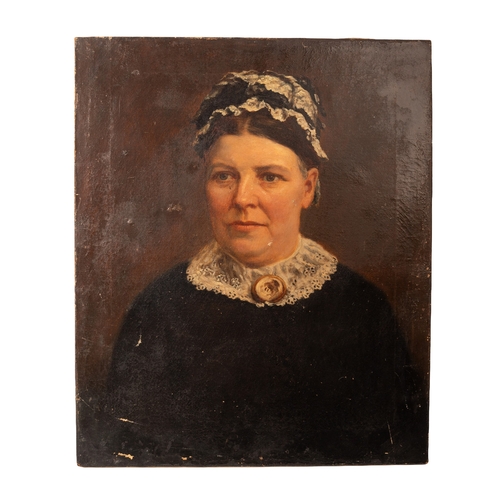 58 - A Victorian oil on canvas of a lady dressed in traditional clothing and headress, probably Kate Fann... 