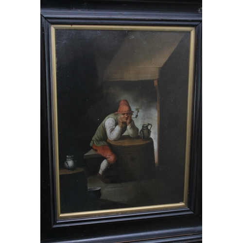 49 - A pair of 19th century Flemish oil paintings, oils on boards, depicting tavern scenes, with characte... 
