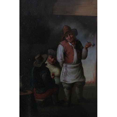 49 - A pair of 19th century Flemish oil paintings, oils on boards, depicting tavern scenes, with characte... 