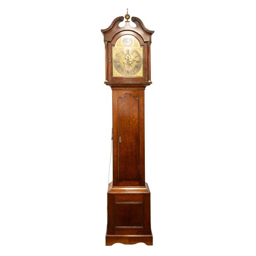 18 - Sam Wainwright, Northampton, early 19th century English provincial long case clock, the brass dial w... 