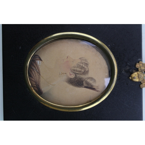13 - A pair of mid 19th century portrait miniatures on paper of two ladies of fashion, each 8 by 6.5cm, g... 
