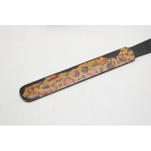 15 - 19th century Persian Qajar papier mache laquer pen box Qalamdan with hand painted portrait figures w... 