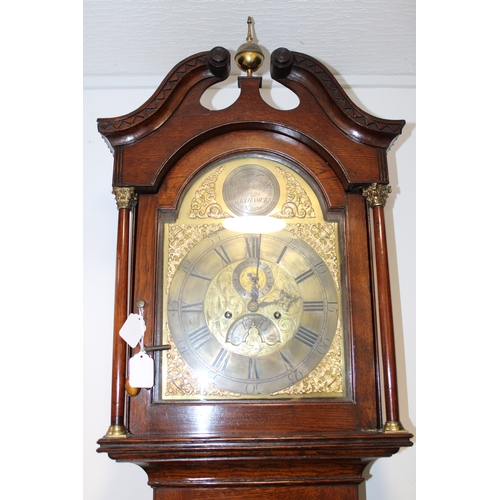 18 - Sam Wainwright, Northampton, early 19th century English provincial long case clock, the brass dial w... 