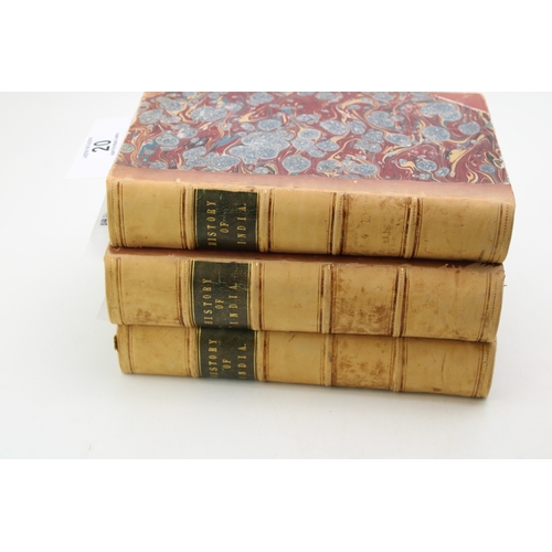 20 - Henry Beveridge, 'A Comprehensive History of India', Civil Military & Social, 3 vols, leather with c... 