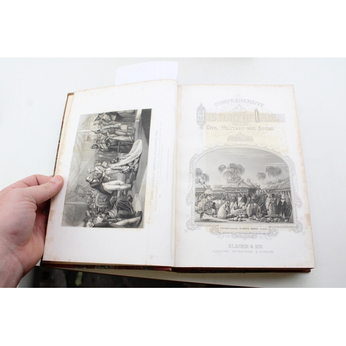 20 - Henry Beveridge, 'A Comprehensive History of India', Civil Military & Social, 3 vols, leather with c... 