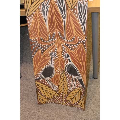 24 - An original Australian Aboriginal bark painting using natural earth pigments with ochre on eucalyptu... 