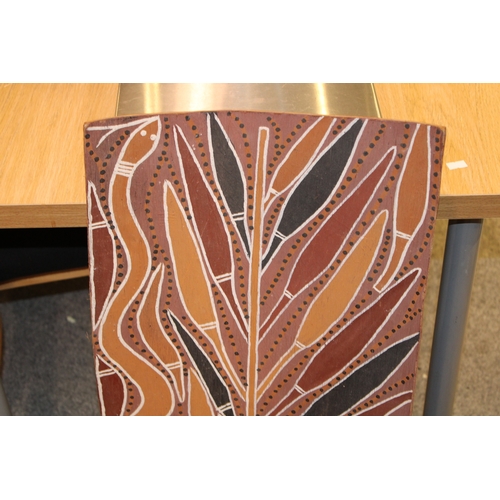 25 - An original Australian Aboriginal painting using natural ochre paint on eucalyptus bark signed 'Boyu... 