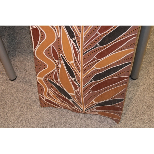 25 - An original Australian Aboriginal painting using natural ochre paint on eucalyptus bark signed 'Boyu... 