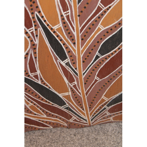 25 - An original Australian Aboriginal painting using natural ochre paint on eucalyptus bark signed 'Boyu... 