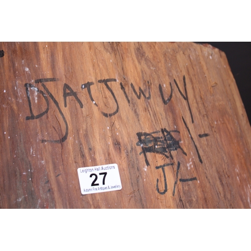 27 - An original Australian Aboriginal Painting using natural ochre paint on eucalyptus bark signed Djatj... 