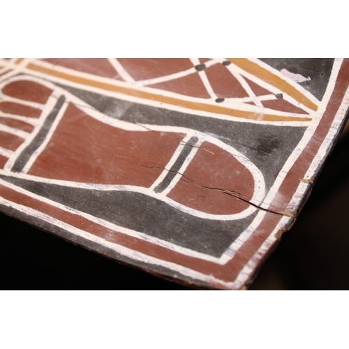 27 - An original Australian Aboriginal Painting using natural ochre paint on eucalyptus bark signed Djatj... 