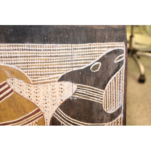 31 - An original Australian Aboriginal Painting with natural ochres on eucalyptus bark possibly Arnhem La... 