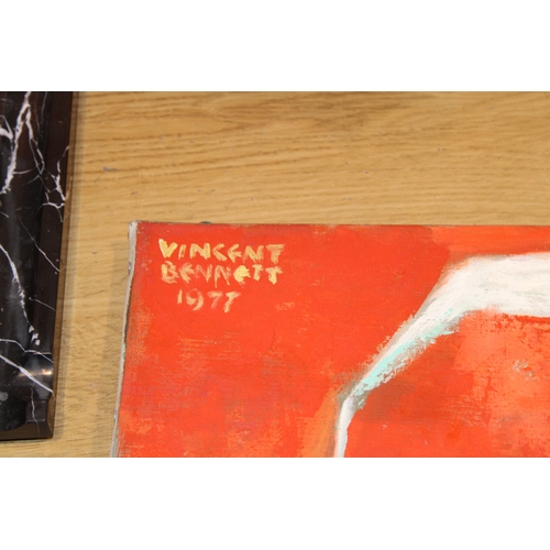 33 - Vincent Bennett (1910 - 1993) oil on canvas 'Untitled', depicting lady with red hair, signed upper l... 