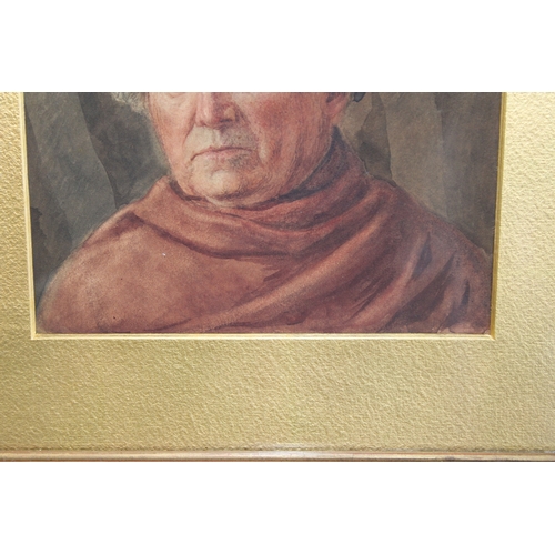 45 - A 19th century watercolour, possibly of Cardinal Angelo Mai, 20cm x 19cm, mounted with gilt border a... 