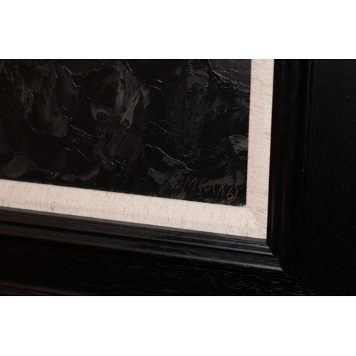 48 - † Jack Simcock (1929-2012); oil on board, 'Sheds & Trees', signed bottom right, dated 1961, inscribe... 