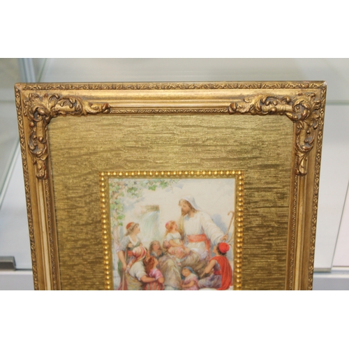 50 - An Edwardian watercolour 'Suffer the little children to come unto me', initialled 'AD' to bottom lef... 