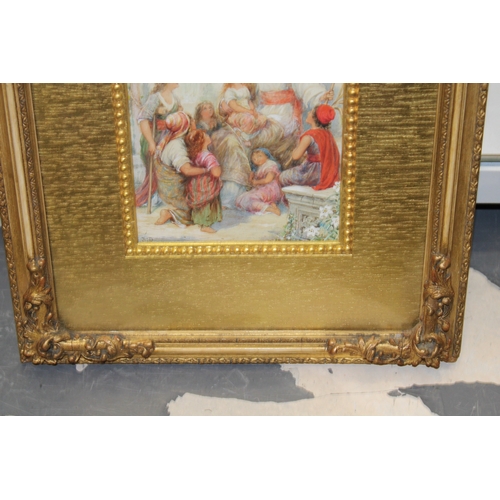 50 - An Edwardian watercolour 'Suffer the little children to come unto me', initialled 'AD' to bottom lef... 