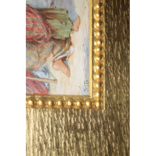 50 - An Edwardian watercolour 'Suffer the little children to come unto me', initialled 'AD' to bottom lef... 