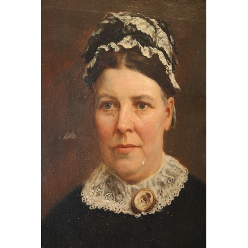 58 - A Victorian oil on canvas of a lady dressed in traditional clothing and headress, probably Kate Fann... 