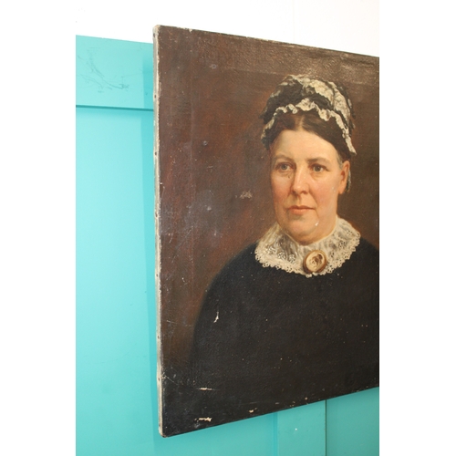 58 - A Victorian oil on canvas of a lady dressed in traditional clothing and headress, probably Kate Fann... 