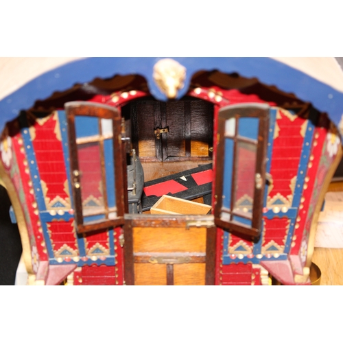 6 - A scratch built model 'Romany gypsy wagon' / vardo in wood, with hand painted decoration, chicken co... 