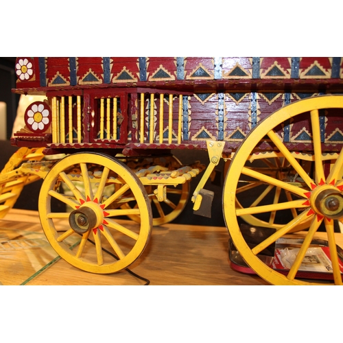 6 - A scratch built model 'Romany gypsy wagon' / vardo in wood, with hand painted decoration, chicken co... 