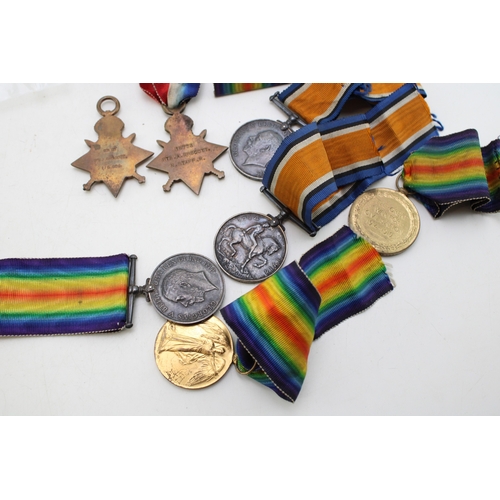 8 - WW1 medals to three brothers including Mons Star 1914 medal trio with War & Victory medal to 17130 P... 