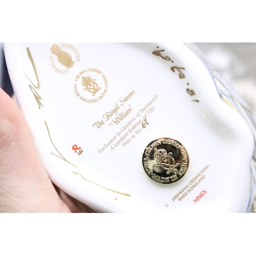 1 - A boxed pair of Royal Crown Derby paperweights, The Royal Swans 