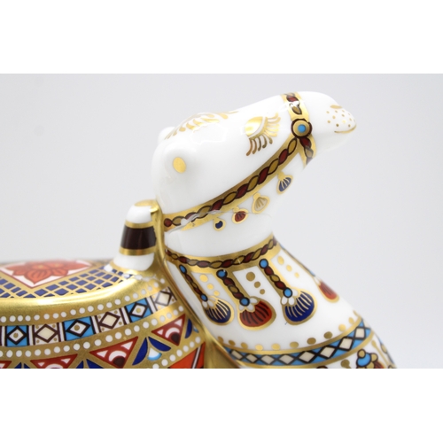 12 - Royal Crown Derby paperweight, Camel, 18cm high, gold stopper, red printed marks and Royal Crown Der... 