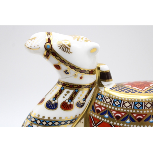 12 - Royal Crown Derby paperweight, Camel, 18cm high, gold stopper, red printed marks and Royal Crown Der... 