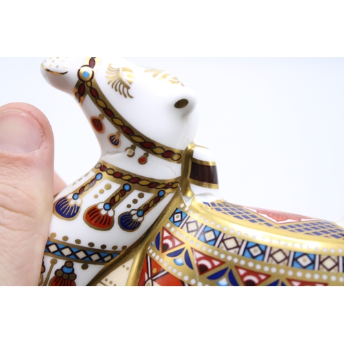 12 - Royal Crown Derby paperweight, Camel, 18cm high, gold stopper, red printed marks and Royal Crown Der... 