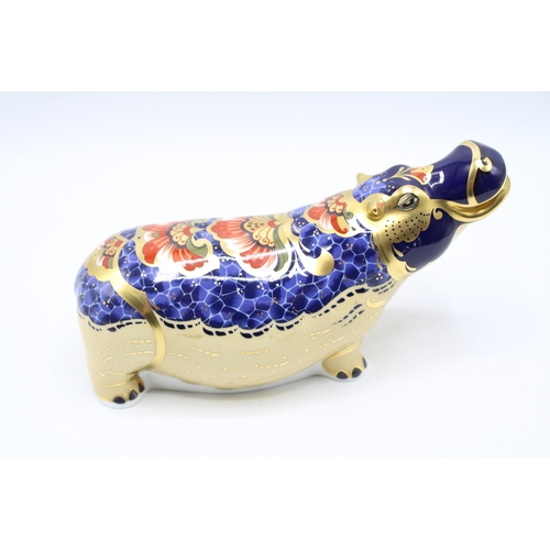 19 - Royal Crown Derby paperweight, ‘Hippopotamus’, an Exclusive Gold Signature Edition, this being  683/... 