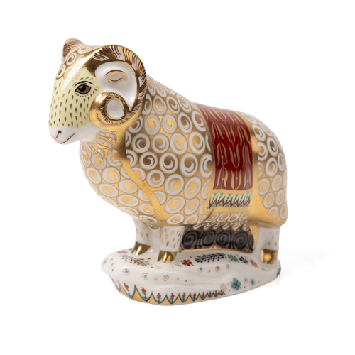 24 - Royal Crown Derby paperweight - The Ram of Colchis, 14cm high, designed by Tien Manh Dinh and specia... 