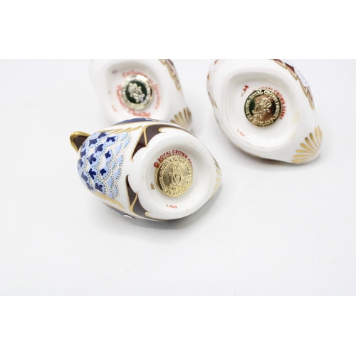 26 - Three Royal Crown Derby paperweights, Bakewell Duckling, exclusive limited edition for Sinclairs, on... 
