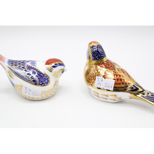 27 - Three Royal Crown Derby bird paperweights, Chelford Chaffinch, 10cm wide, exclusive edition commissi... 