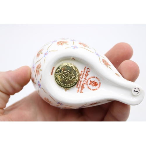 27 - Three Royal Crown Derby bird paperweights, Chelford Chaffinch, 10cm wide, exclusive edition commissi... 