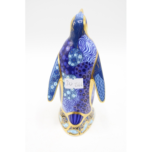 30 - A Royal Crown Derby paperweight, Emperor Penguin, produced between 1981 and 1992 with mazarine blue ... 