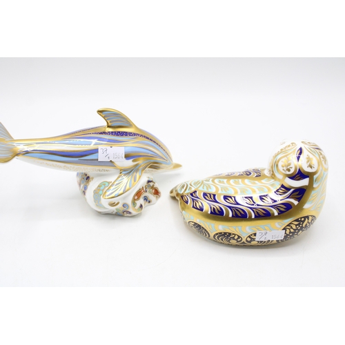 37 - A Royal Crown Derby paperweight, Harbour Seal, 15cm, number 606 of a limited edition of 4,500, gold ... 