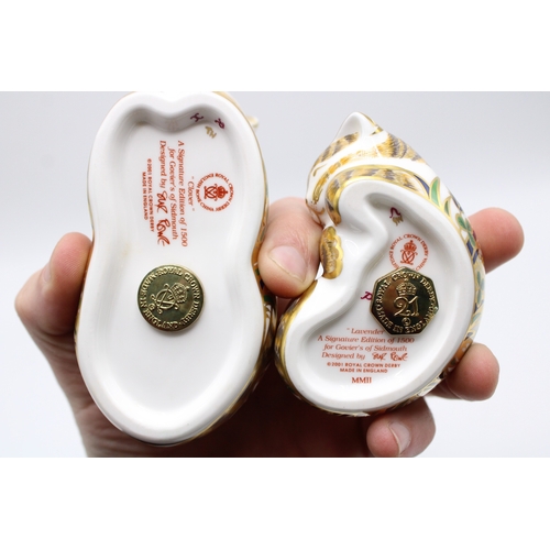 46 - Two Royal Crown Derby paperweights, Mother Cottage Cat Clover and Cottage Kitten Lavender, an exclus... 
