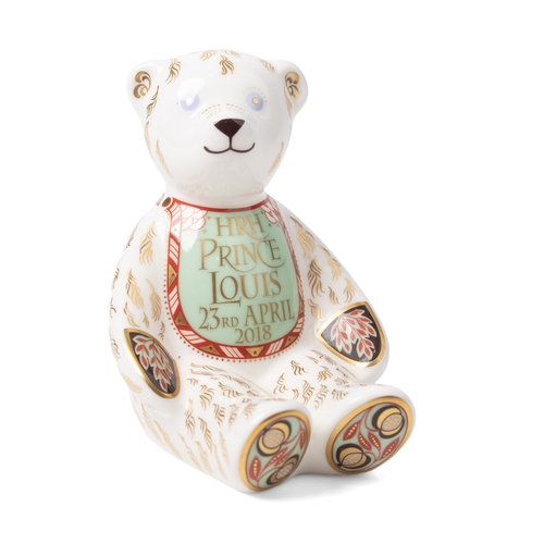 47 - Royal Crown Derby paperweight, Royal Teddy Bear - Louis, 12cm high, number 70 of a limited edition o... 