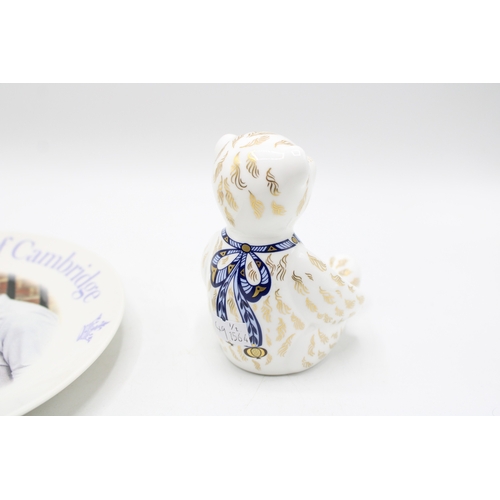 49 - Royal Crown Derby paperweight, Royal Teddy Bear - George, 12cm high, number 846 of a limited edition... 