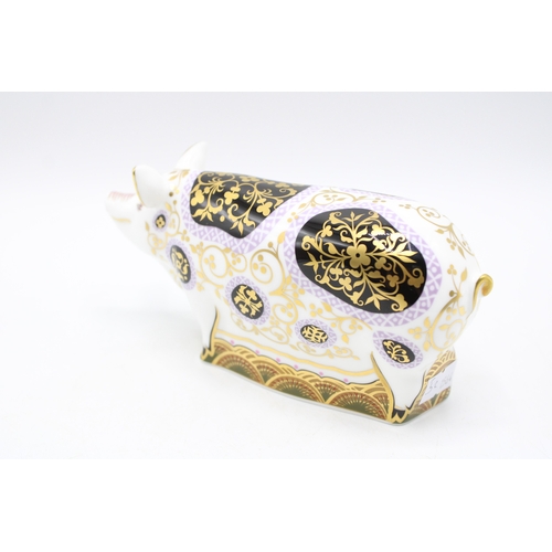 52 - Royal Crown Derby Paperweight- Spotty Pig, 17cm long, this is number 37 of a limited edition of 1,50... 