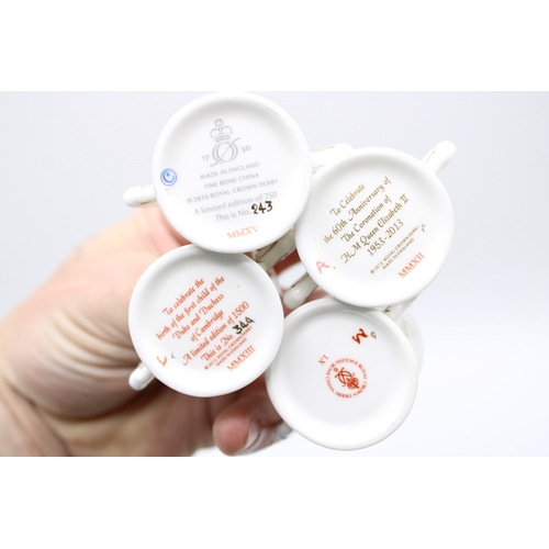 54 - A collection of Royal Crown Derby miniature loving cups to include Prince George, Princess Charlotte... 
