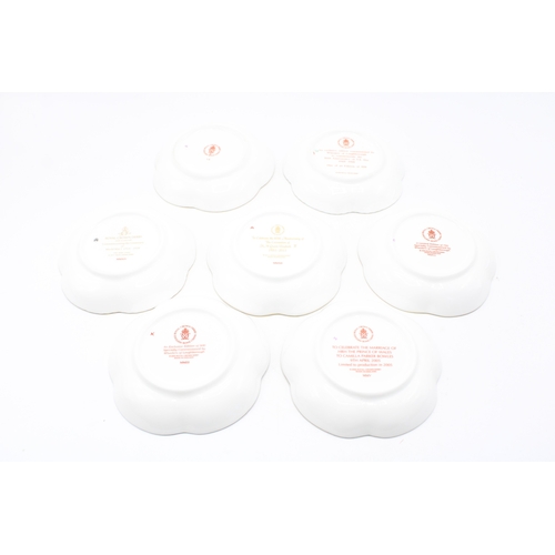 55 - Boxed Royal Crown Derby trays to include a Centenary of World War One five petal example, a Golden W... 